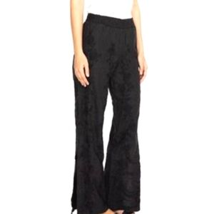 Nwt Johnny Was Black Rene Side Slit Elastic Waist Palazzo Pants